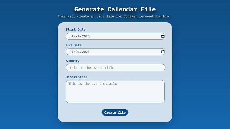 Create ICS File create-ics-file