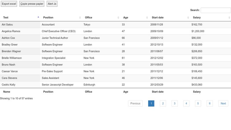 Datatables buttons export excel