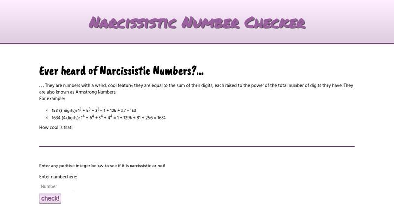 Narcissistic Number Checker