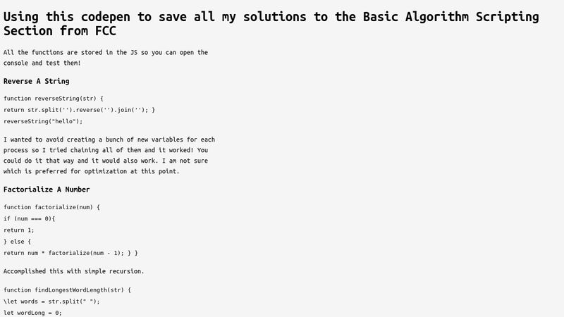Basic Algorithm Scripting Solutions