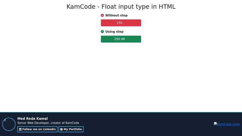 Float input type in HTML - KamCode