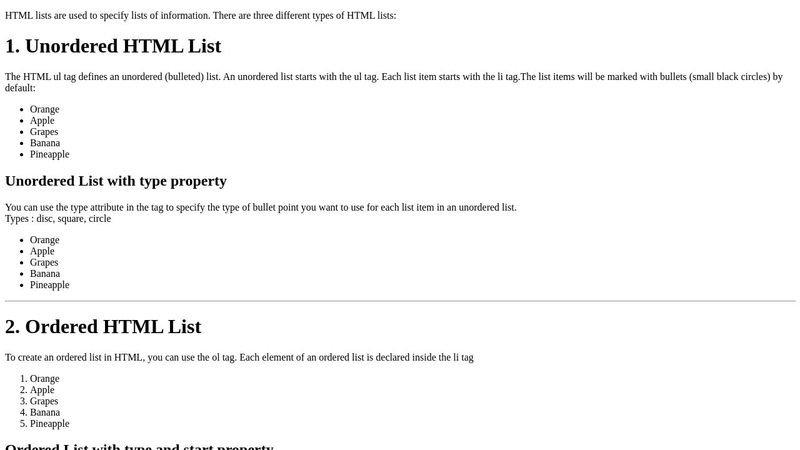HTML - Lists