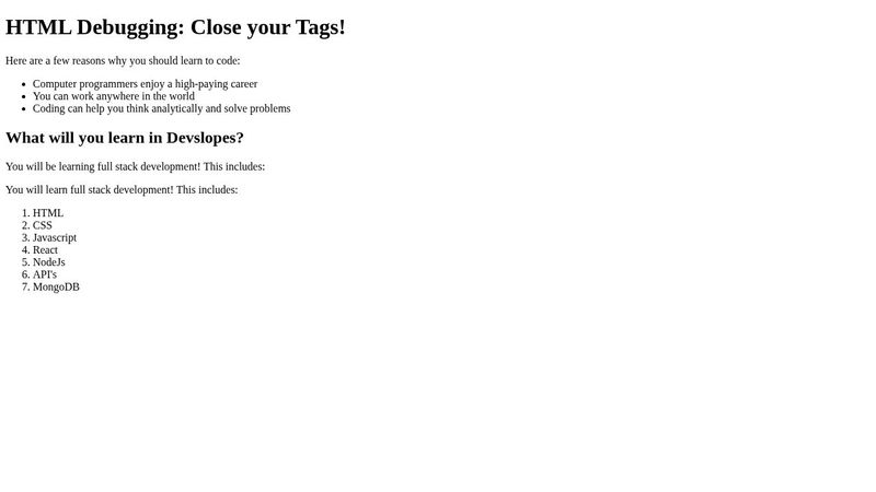 HTML Debug Exercise 1