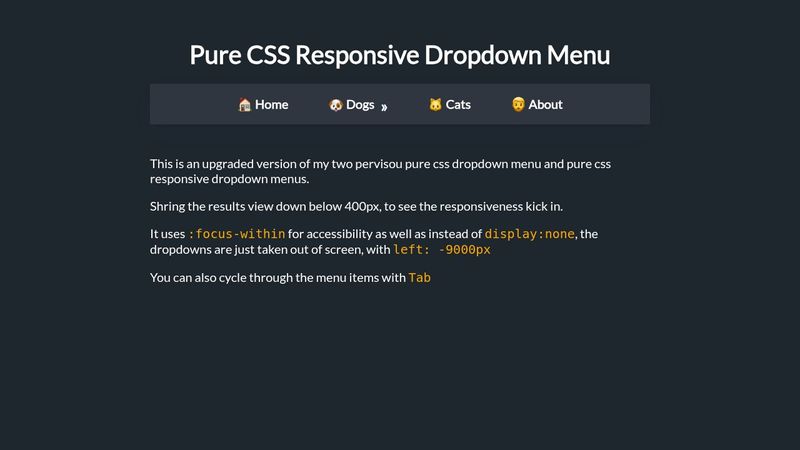 Pure CSS Dropdown Menu v2