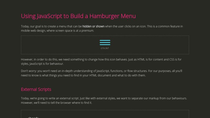 Using JavaScript to Build a Hamburger Menu
