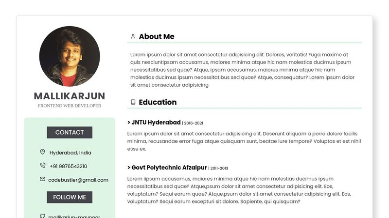Resume By Using HTML & CSS
