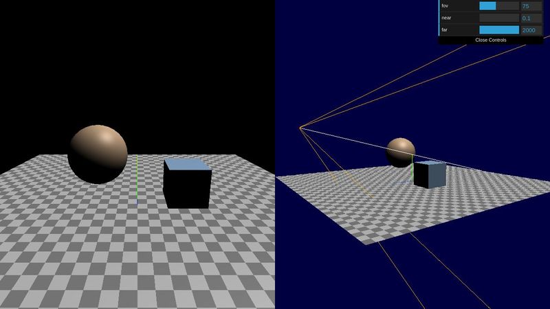 Three.js - Cameras - Perspective 2 views