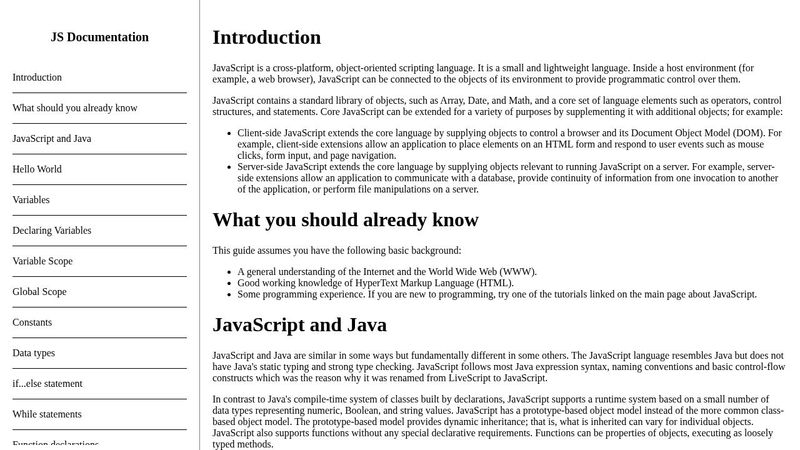 js documentation