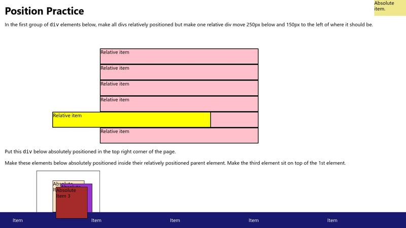 CSS Position - Position Exercise - Solution Code