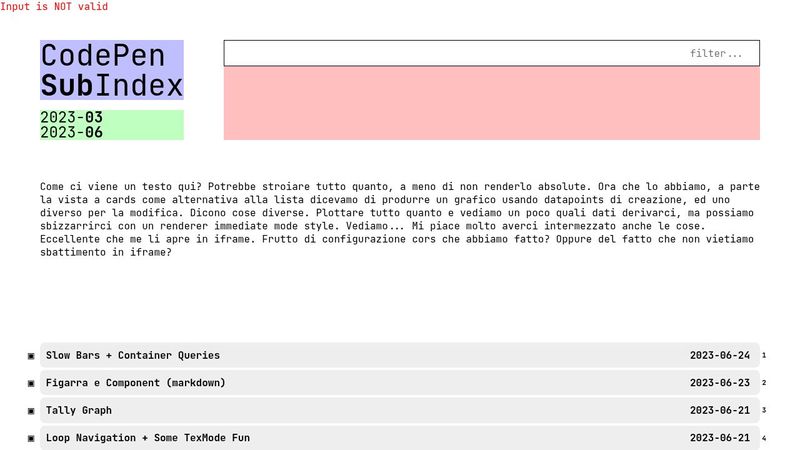 CodePen Sub Index