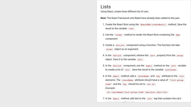 Lists (React)