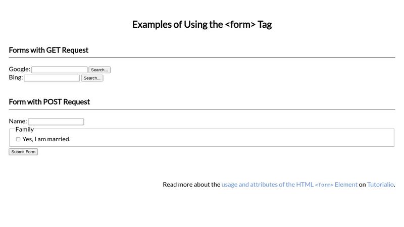 HTML form Tag