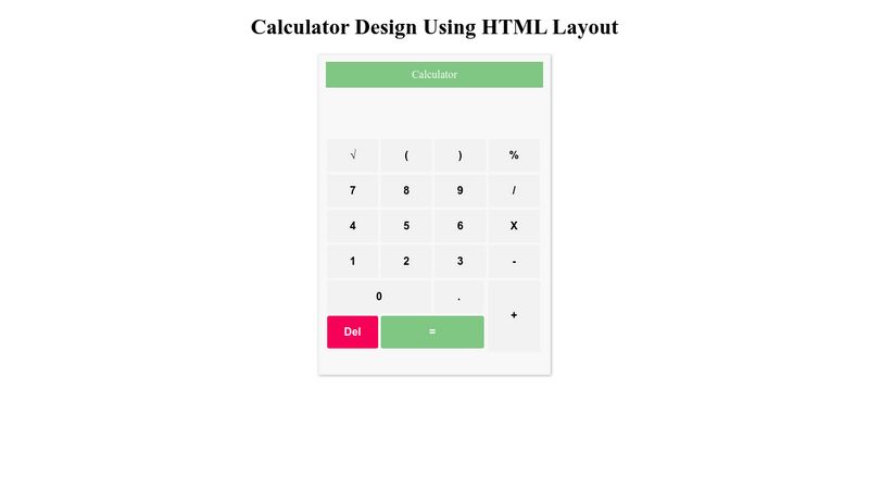 Calculator Design Using HTML Layout