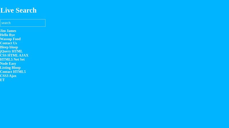Live Search JavaScript