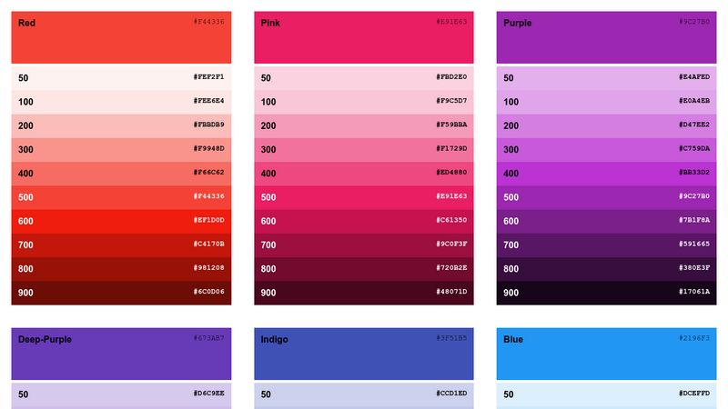 Google Material Design Sass Color Palette