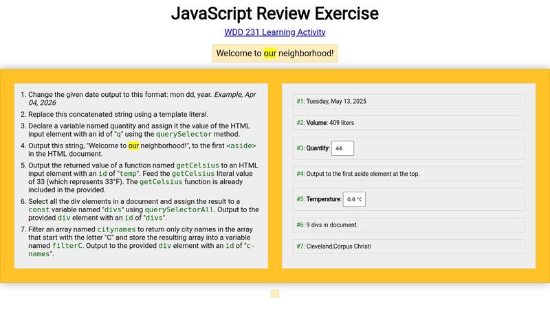 ๐ JavaScript Review Exercise