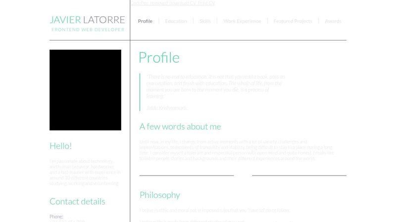 HTML+CSS3 CV Template image.
