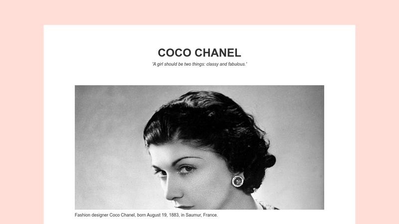 Tribute Page - Coco Chanel