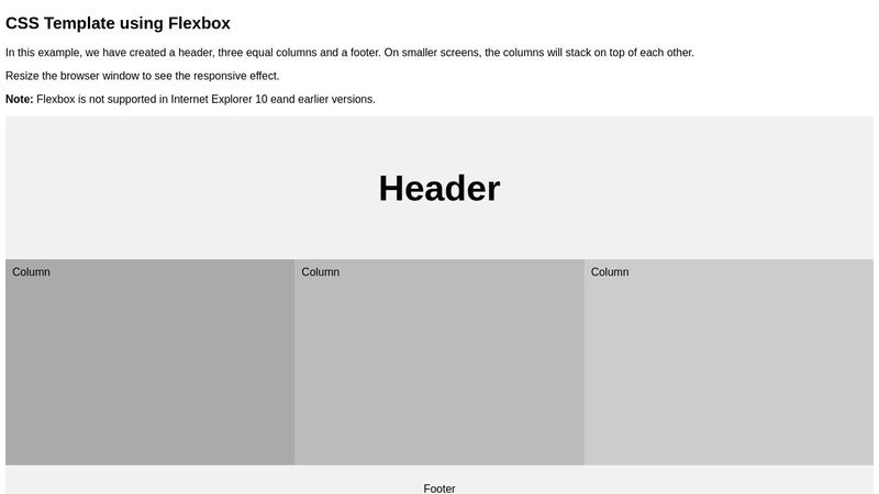 CSS Template using Flexbox
