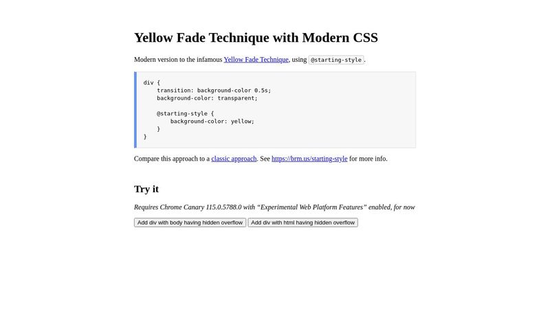 Yellow Fade Technique with Modern CSS