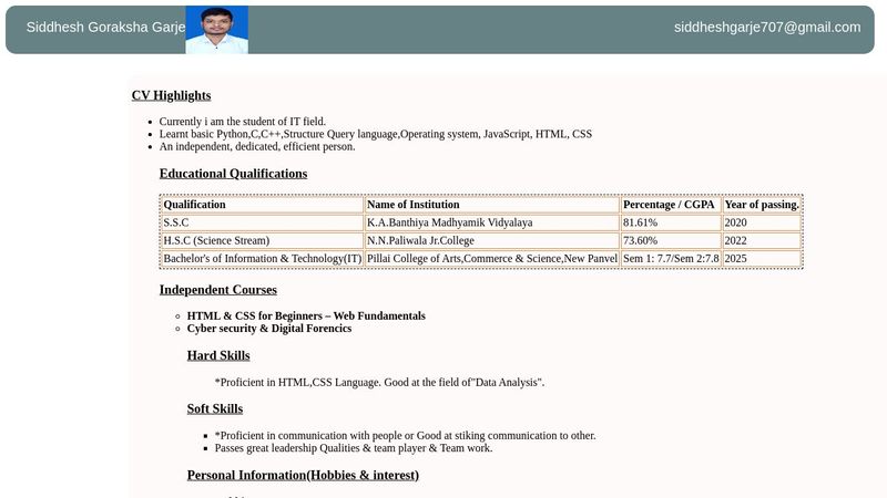 My CV-Made by using HTML,CSS