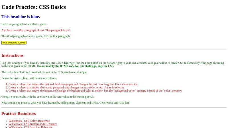 Code Practice: CSS Basics