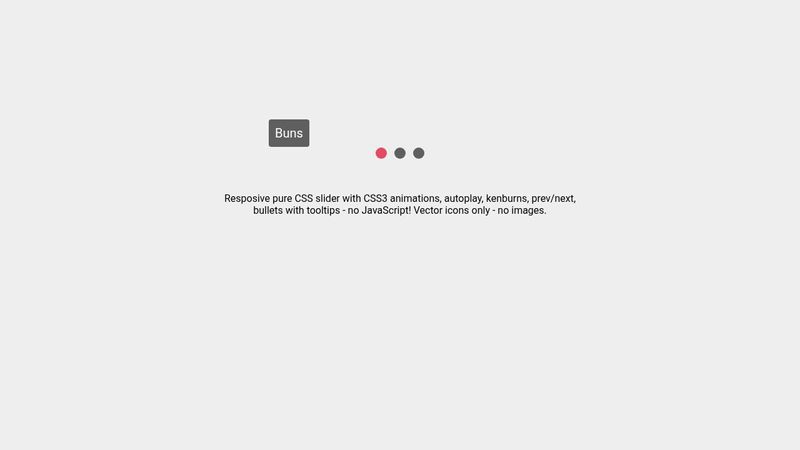 Pure CSS Slider - autoplay, kenburns, prev/next, bullets - no js!