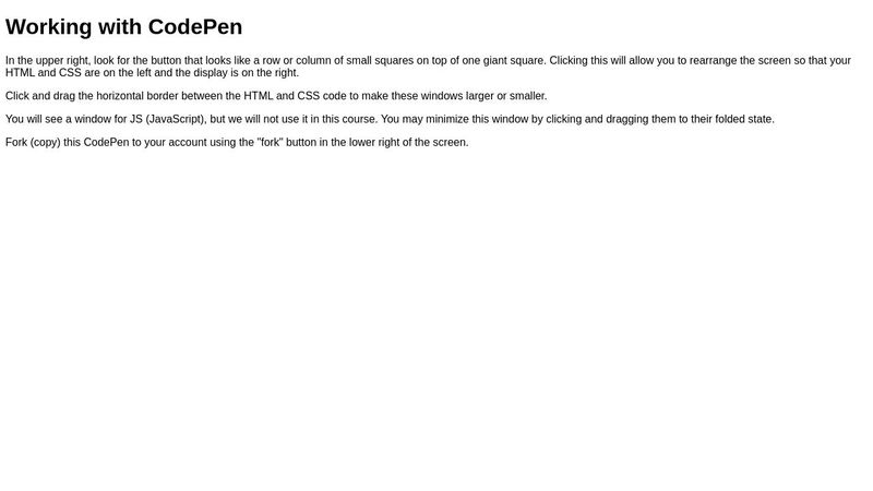 00-02 Working with CodePen
