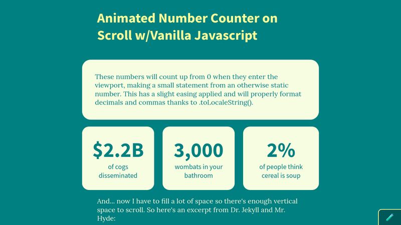 Animated Number Counter on Scroll with Vanilla Javascript