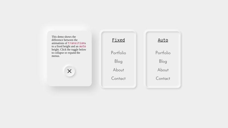 Pure CSS Transition Fixed vs. Auto Height Demo