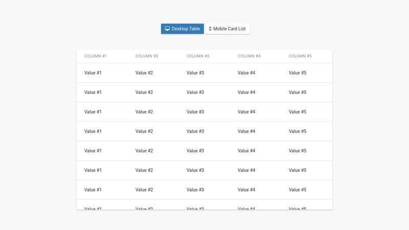 Responsive Bootstrap Card Table