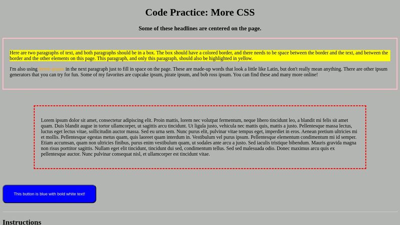 Code Practice: More CSS