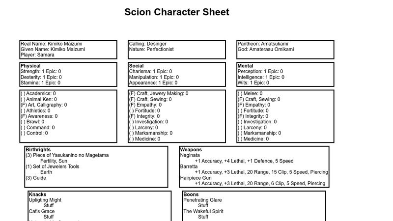 CodePen - Scion Character Sheet