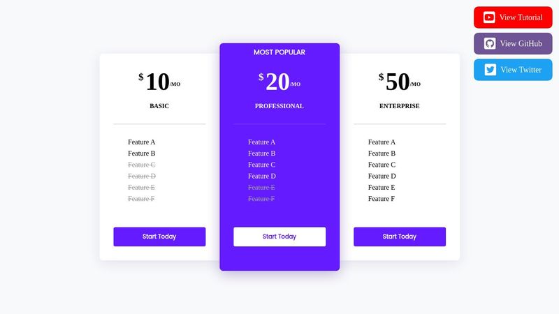 HTML/CSS Price Comparison Table