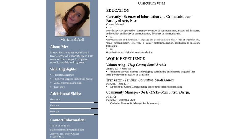 CV HTML CSS
