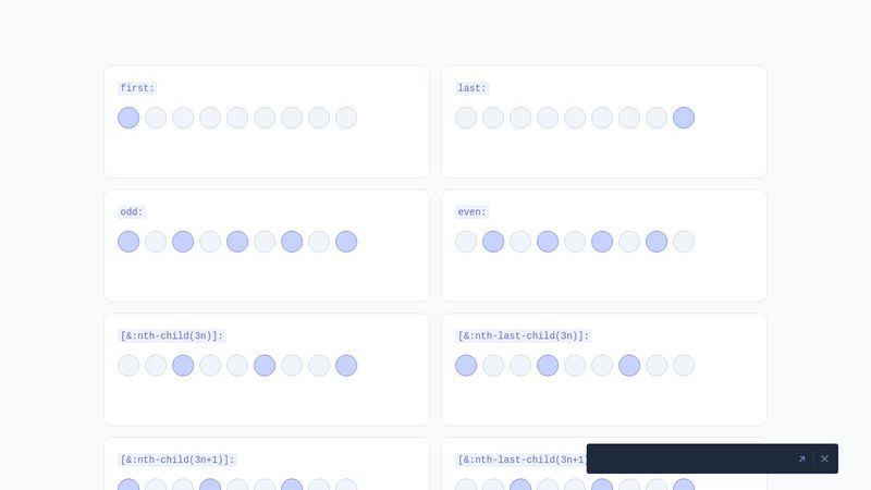 Nth Child Selector Cheat Sheet For Tailwind CSS nth-child-selector-cheat-sheet-for-tailwind-css