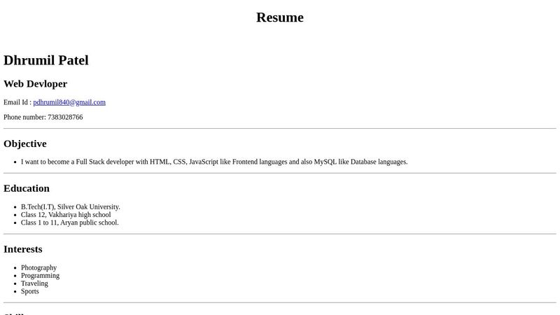 A simple HTML Resume