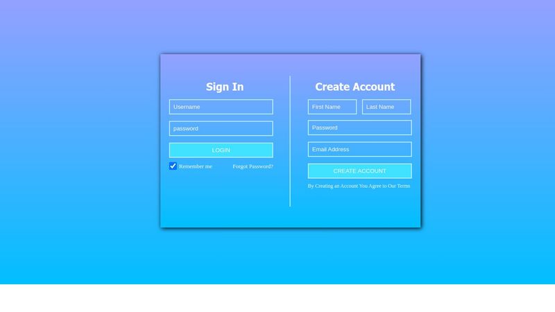 Linear-gradient Signup and login form in HTML and CSS -oklesson