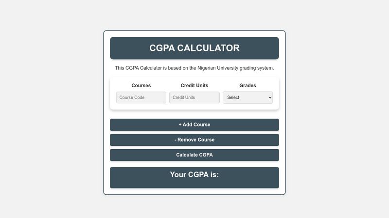 Javascript CGPA Calculator