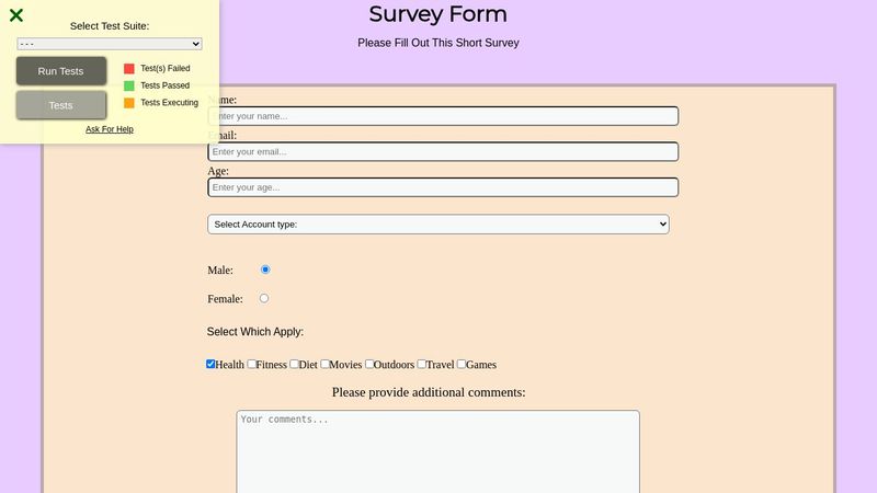 Freecodecamp html/css Survey Form