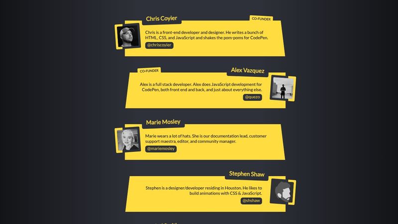 Codepen Team Member List - Even/Odd Styles