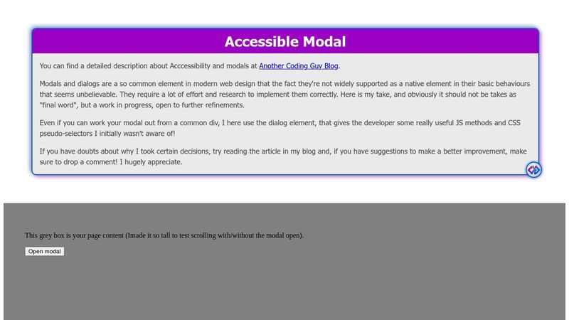 Modal dialog - an accessibility approach