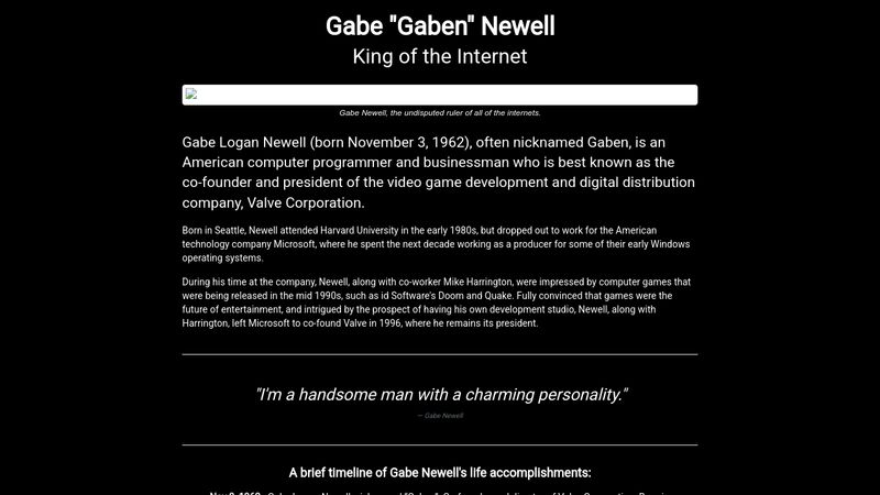 Gabe Logan Newell Steam Profile