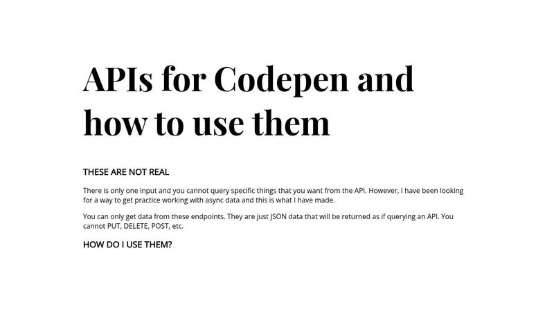 APIs For Codepen | How to use