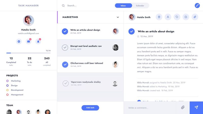 Task Manager UI with CSS Grid