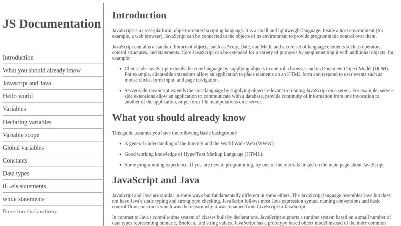 JS Documentation