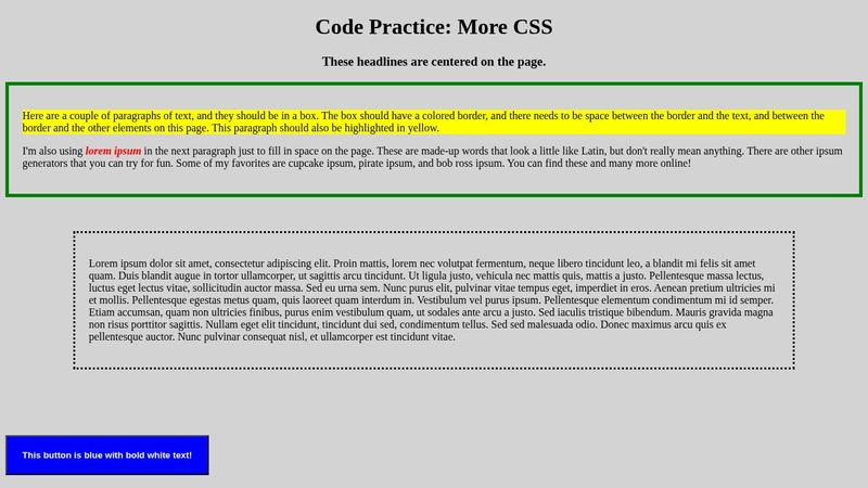 Code Practice: More CSS