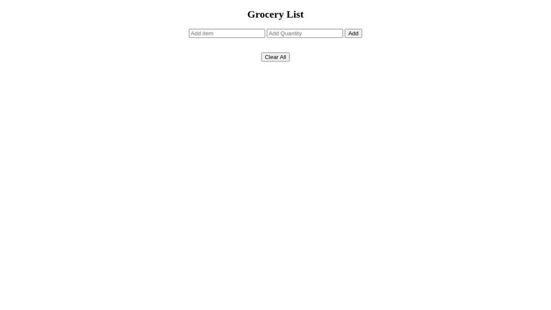 Javascript Grocery List