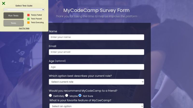 CodePen - Survey Form