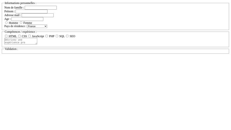 Cours HTML/CSS : Formulaire complet step 3